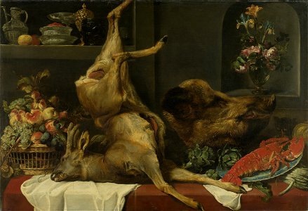 Frans Snyders - Still life with large dead game, fruit and flowers