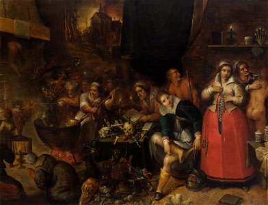Frans II Francken – A Witches' Kitchen. Free illustration for personal and commercial use.