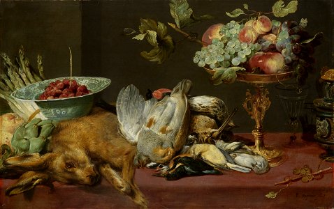 Frans Snyders - Still life with small dead game and fruit. Free illustration for personal and commercial use.