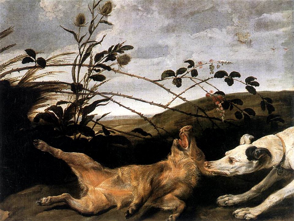 Frans Snyders - Greyhound Catching a Young Wild Boar - WGA21540