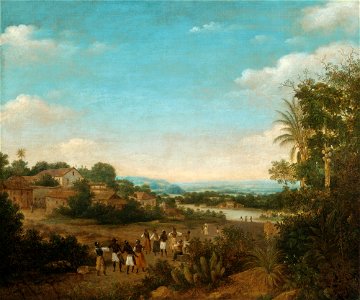 Frans Post - Vilarejo às margens de um rio, c. 1670