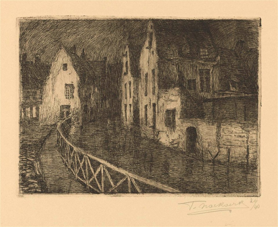 Frans Nackaerts - Zicht op Slachtstraat Leuven - Graphic work - Royal Library of Belgium - S.III 80104