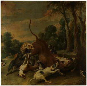 Frans Snyders - A bull overpowered by dogs