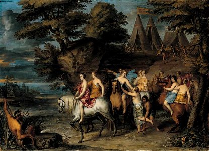 Frans Wouters - Cloelia and Her Companions Escaping from the Etruscans - WGA25866. Free illustration for personal and commercial use.