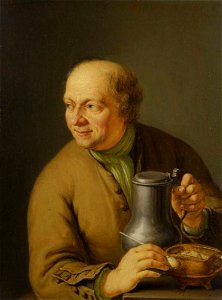 Frans van Mieris (II) - Een zittende man met een drinkkan - 365* - Fitzwilliam Museum. Free illustration for personal and commercial use.