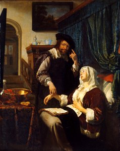Frans van Mieris d. Ä., , Kunsthistorisches Museum Wien, Gemäldegalerie - Besuch des Arztes (Die Liebeskranke) - GG 590 - Kunsthistorisches Museum