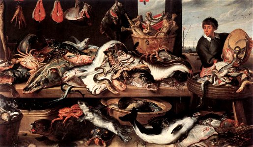Frans Snyders - Fishmonger's - WGA21512. Free illustration for personal and commercial use.