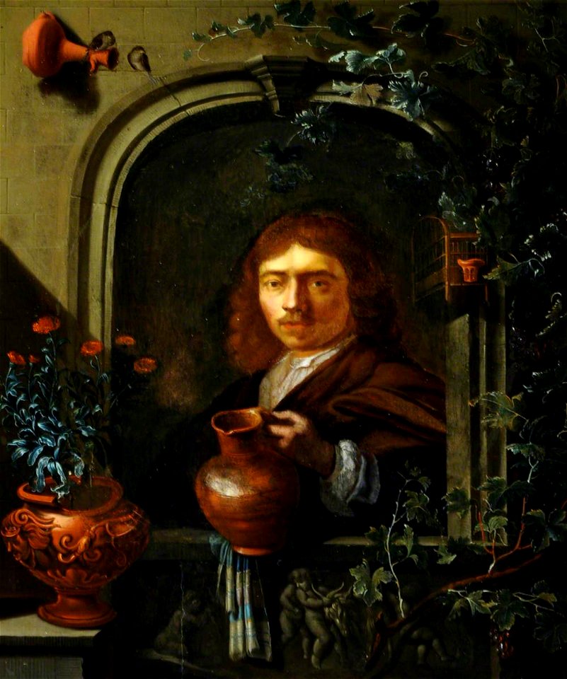 Frans van Mieris the elder (1635-1681) (style of) - A Man at a Window Holding an Earthenware Jug - 959428 - National Trust