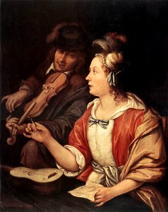 Frans van Mieris (I) - The Music Lesson - WGA15633. Free illustration for personal and commercial use.
