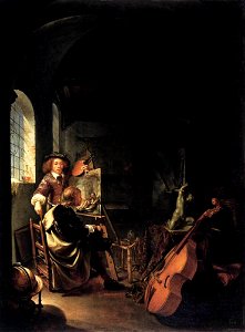 Frans van Mieris (I) - The Painter's Studio - WGA15638. Free illustration for personal and commercial use.