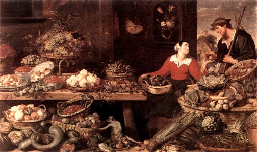 Frans Snyders - Fruit and Vegetable Stall - WGA21515. Free illustration for personal and commercial use.