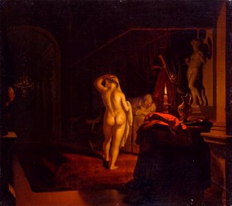 Frans van Mieris (I) - Gyges in de slaapkamer van koning Candaules - G 2345 - Staatliches Museum Schwerin