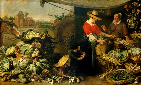 Frans Snyders - Fruit Stall - WGA21520. Free illustration for personal and commercial use.