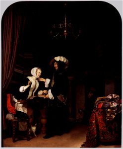 Frans van Mieris (I) - The Cloth Shop - WGA15628. Free illustration for personal and commercial use.