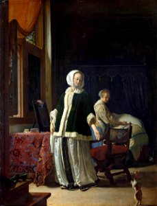 Frans van Mieris (I) - Young Woman in the Morning - WGA15632. Free illustration for personal and commercial use.