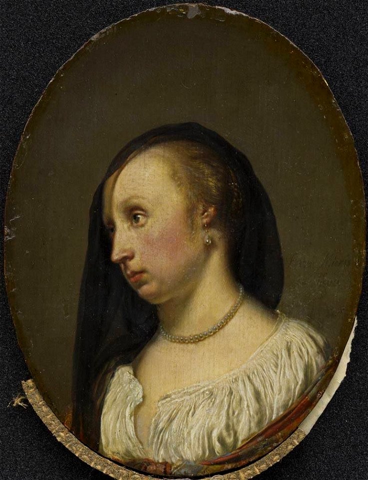 Frans van Mieris d. Ä. - Bildnis der Frau des Künstlers, Cunera van der Cock - 615 - Bavarian State Painting Collections