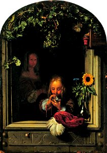 Frans van Mieris the Elder - Boy Blowing Bubbles - Google Art Project. Free illustration for personal and commercial use.
