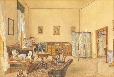 Franz Alt Interieur mit Vogelkäfig 1899
