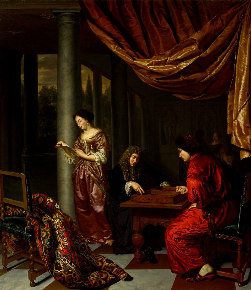 Frans van Mieris the Elder, and possibly Jan van Mieris - Interior with Figures Playing Tric-trac - BF.1977.10 - Städel Museum