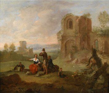 Franz de Paula Ferg Ruinenlandschaft mit rastenden Wanderern
