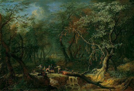 Franz Christoph Janneck - Waldlandschaft mit gestürztem Baum und Jägern - 4182 - Kunsthistorisches Museum