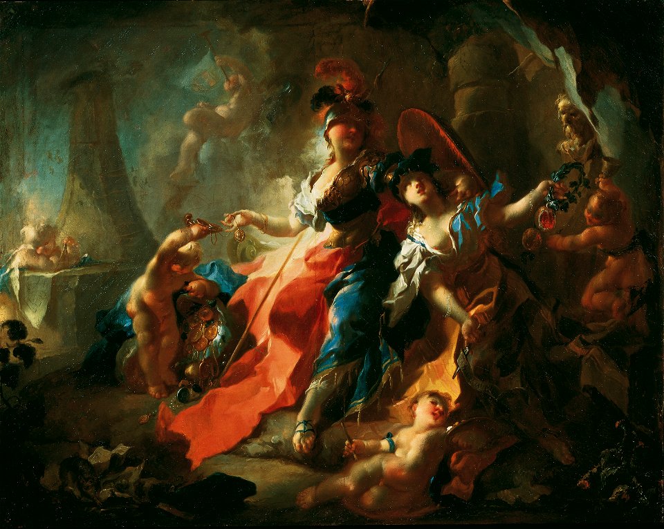 Franz Anton Maulbertsch - Die Akademie mit ihren Attributen zu Füßen Minervas - 8528 - Österreichische Galerie Belvedere