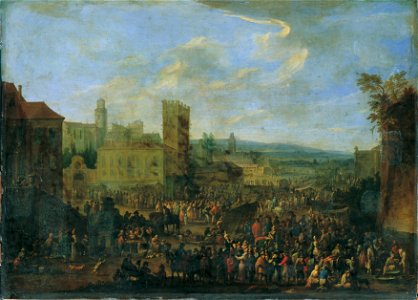 Franz de Paula Ferg - Jahrmarkt mit zinnenbekröntem Bergfried - 4322 - Kunsthistorisches Museum