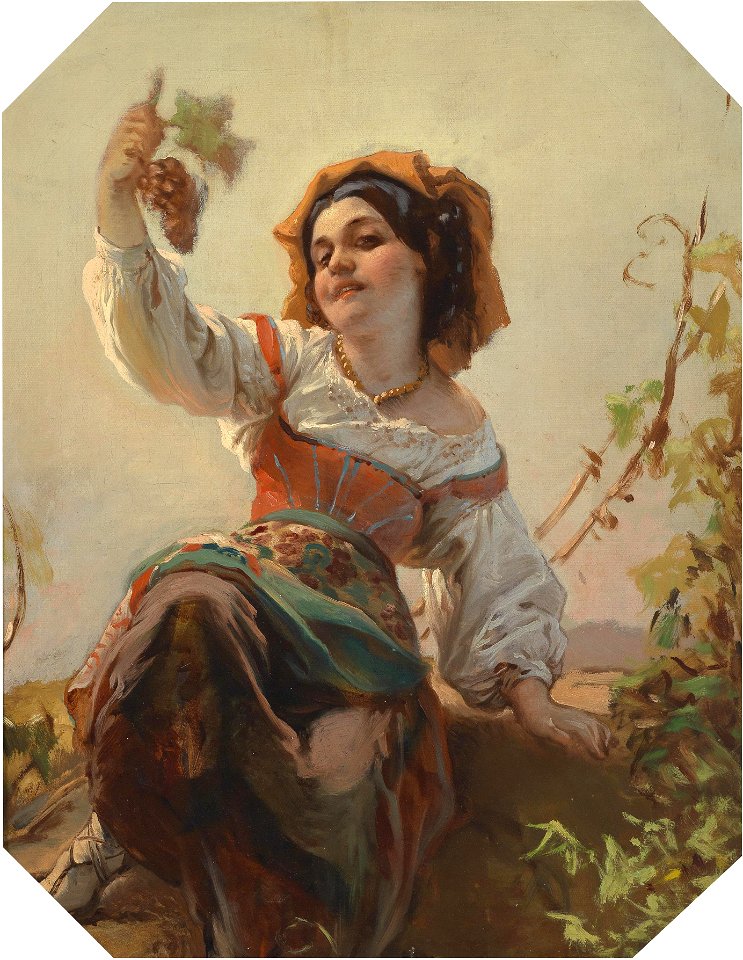 Franz Dobiaschofsky Italienisches Mädchen mit Weintrauben