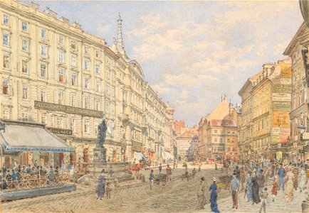 Franz Alt Graben in Wien mit dem Leopoldsbrunnen 1878