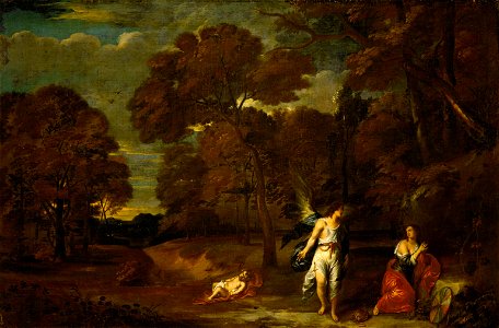 Frans Wouters - Landscape with Hagar and the Angel. Free illustration for personal and commercial use.
