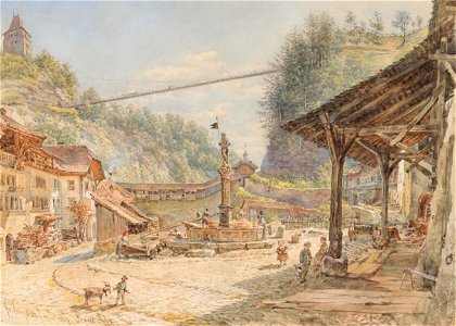 Franz Alt Marktplatz in Freiburg in der Schweiz 1869