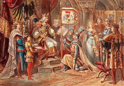 Franz Gaul - King Rudolf I. enfeoffing his two sons Albrecht und Rudolf II with the duchies Austria, Styria, Carinthia and Carniola