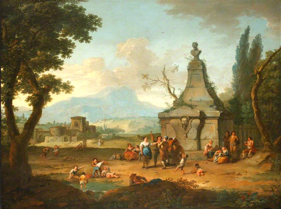 Franz de Paula Ferg (1689-1740) - Landscape with Figures by a Classical Monument - 771226 - National Trust