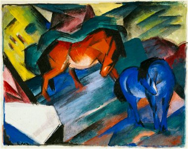 Franz Marc - Rotes und blaues Pferd. Free illustration for personal and commercial use.