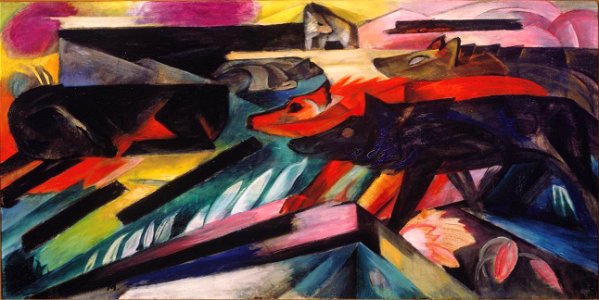 Franz Marc - Die Wölfe (Balkankrieg), 1913. Free illustration for personal and commercial use.