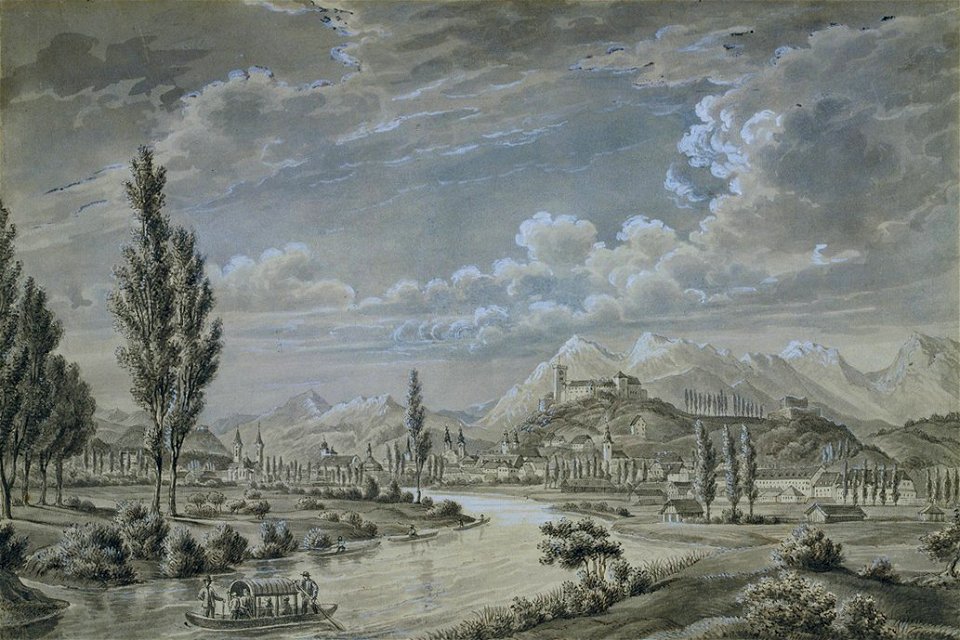 Franz Kurz zum Thurn und Goldenstein - Ljubljana z Ljubljanico v ospredju