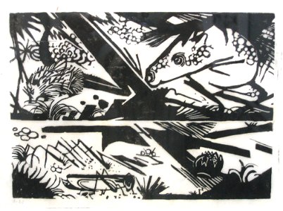 Franz Marc Pferd und Igel, 1913, Holzschnitt-1