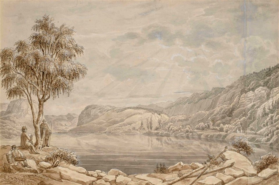 Franz Kurz zum Thurn und Goldenstein - Pogled na Bohinjsko jezero s cerkvijo sv. Janeza
