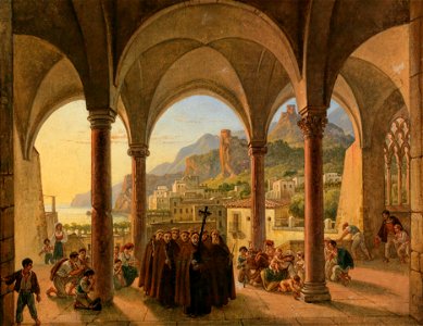 Franz Ludwig Catel Blick auf Amalfi aus der Vorhalle des Doms. Free illustration for personal and commercial use.