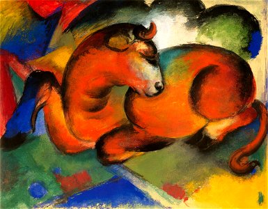 Franz Marc Roter Stier, 1912. Free illustration for personal and commercial use.