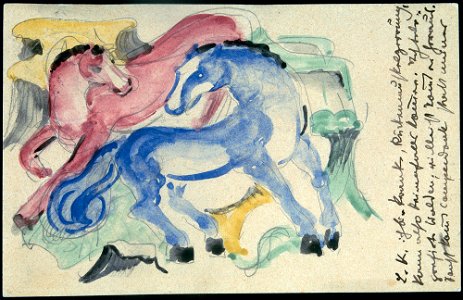 Franz Marc - Rotes und Blaues Pferd. Free illustration for personal and commercial use.