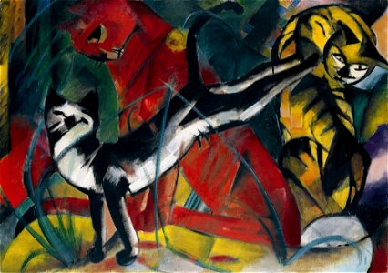 Franz Marc - Drei Katzen groß. Free illustration for personal and commercial use.