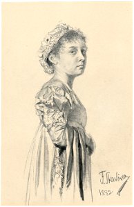 Franz Skarbina Bildnis eines Mädchens im Festkleid mit Haube 1882