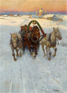 Franz Roubaud Pferdeschlitten im Schnee