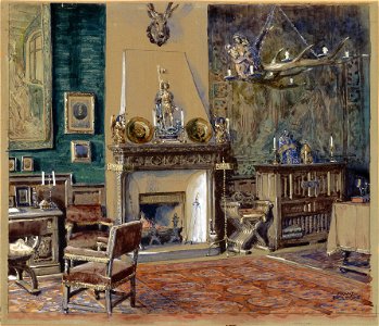 Franz Poledne Herrenzimmer mit Kamin