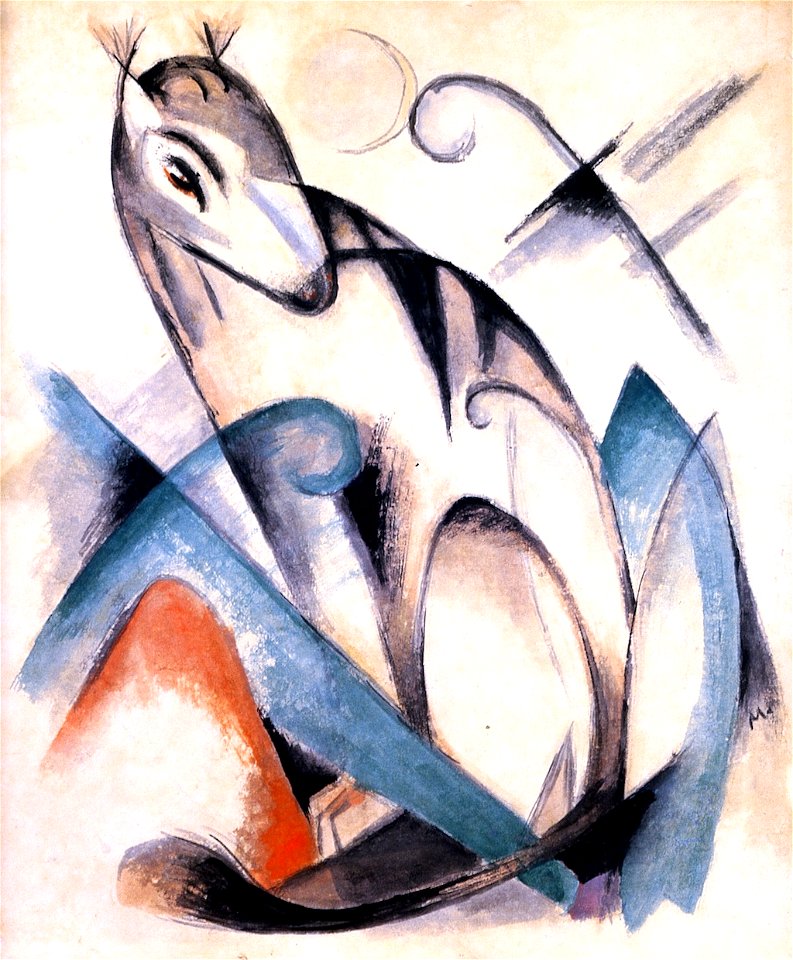Franz Marc - Sitzendes imaginäres Tier (1913)
