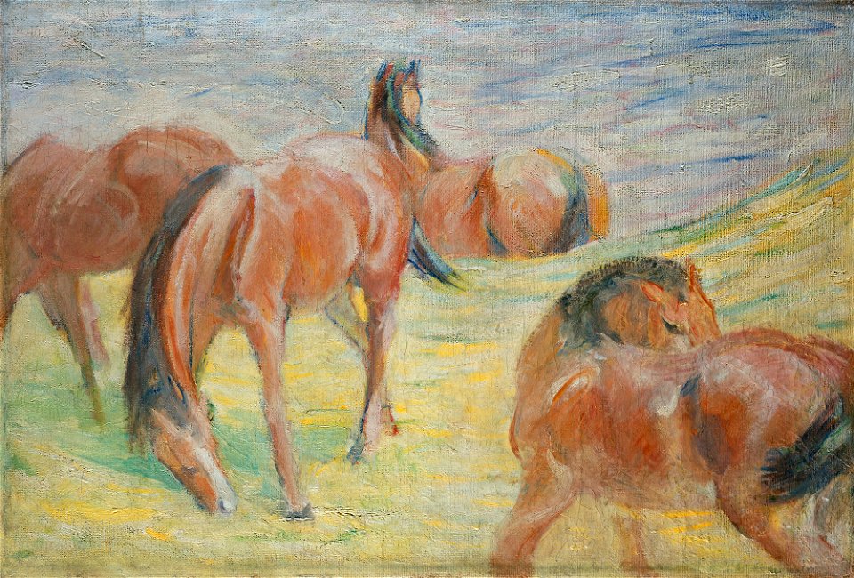 Franz Marc - Weidende Pferde I - G 12576 - Lenbachhaus
