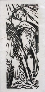 Franz Marc Trinkendes Pferd, 1912, Holzschnitt-1