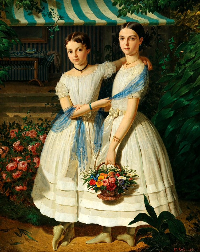 Franz Russ Bildnis zweier Schwestern im Garten 1854