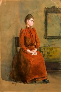 Franz Skarbina - Junge Dame in rotem Kleid, 1891